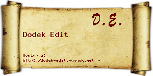 Dodek Edit névjegykártya
